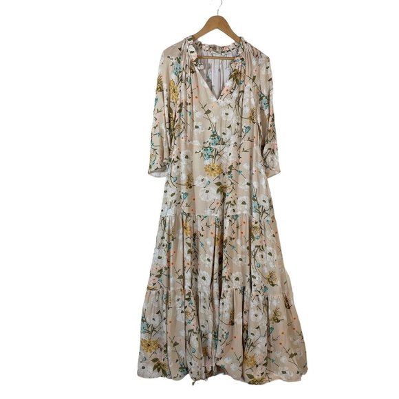 Spartina 449 Dresses & Skirts - Spartina 449 Adeline Midi Dress Size Medium Floral Print 3/4 Sleeves Tiered